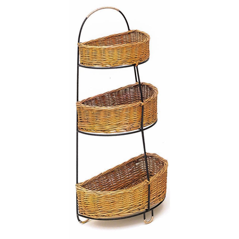 Oval Rattan Tier Basket Floor Stand L X D X H