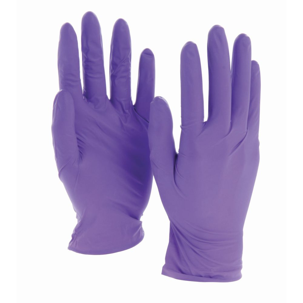 Purple latex gloves