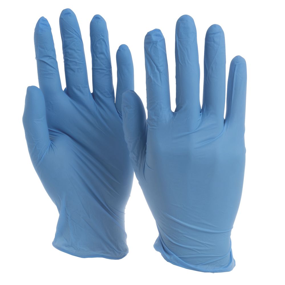 HUBERT Blue Nitrile Powder-Free Disposable Gloves - Medium