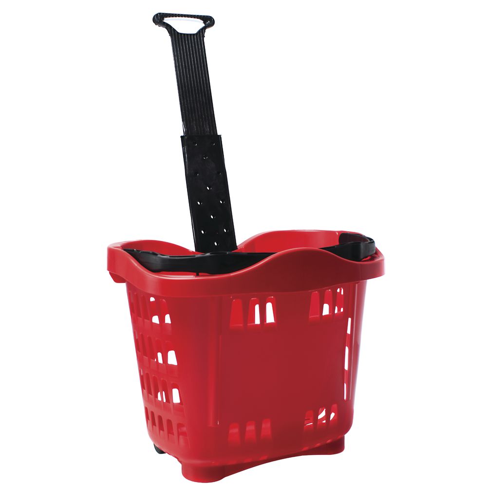 BASKETS, ROLLING W/HANDLE, RED, 6/SET