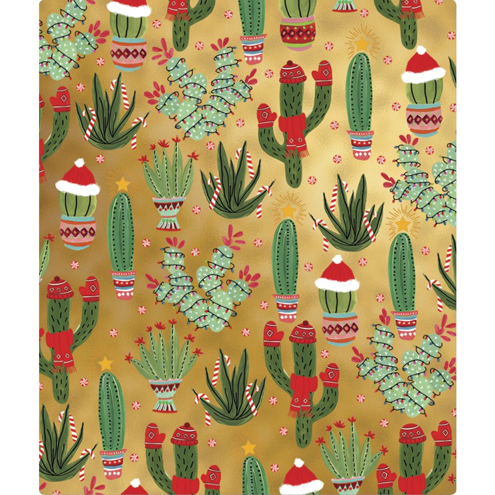 Christmas Cactus Holiday Gift Wrap Full Roll