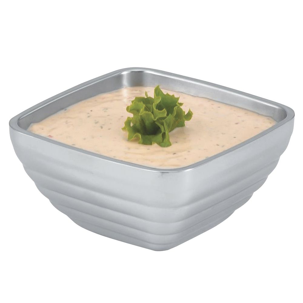 Vollrath Beehive Square Serving Bowl .75 qt Capacity Stainless Steel 5  1/2"L  x 5 1/2"W x 2 3/4"H