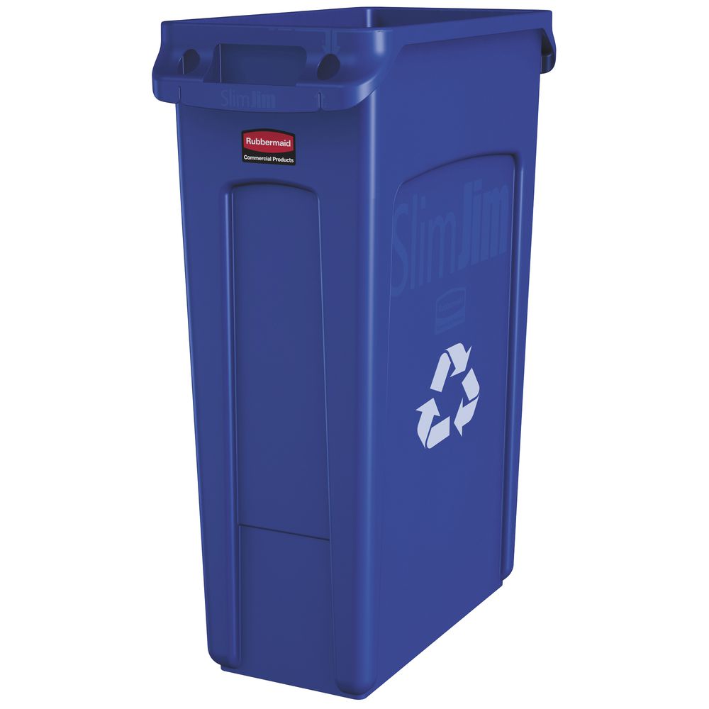 Rubbermaid Slim Jim Tall Recycle Bin 23 Gal  22" L x 11" W x 30" H Rectangular Blue Plastic