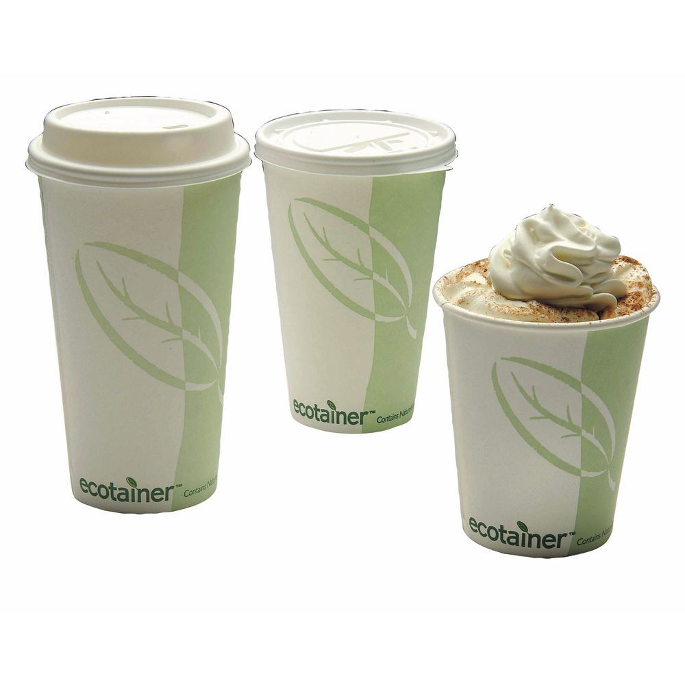 12 oz Ecotainer To Go White Paper Soup Containers - 4 1/4Dia x 2