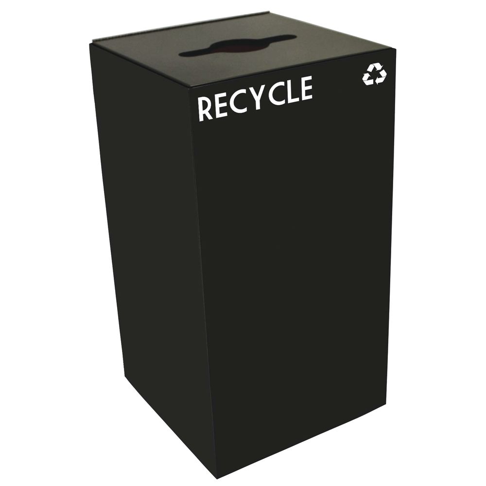 Hubert Squared Recycle Containers 28 Gal Combo Opening 15" D x 15" W x 28" H Steel Charcoal|HUBERT&#174; Recycle Container with Combo Opening Charcoal 28 Gal