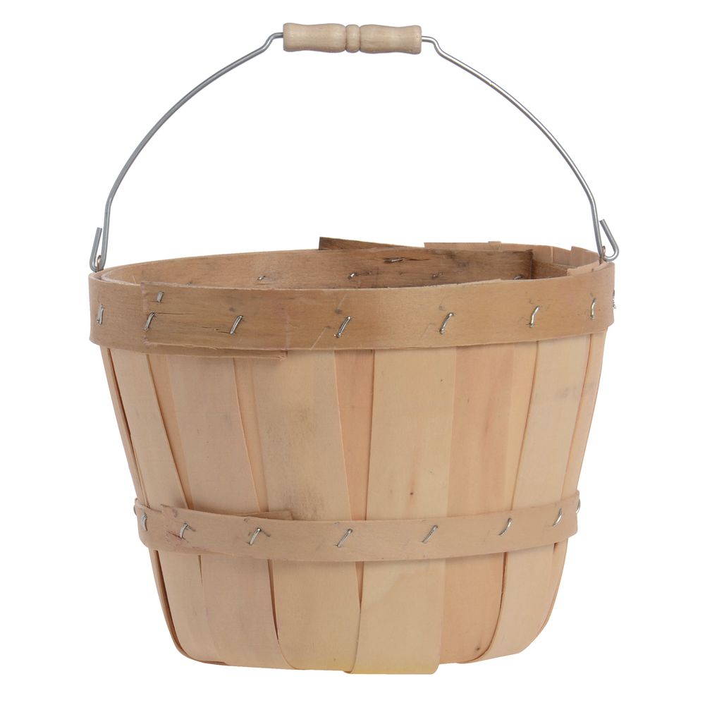 Bushel Basket 1/2 Peck Chipwood With Bail Handle - 8 1/2Dia x 6 1