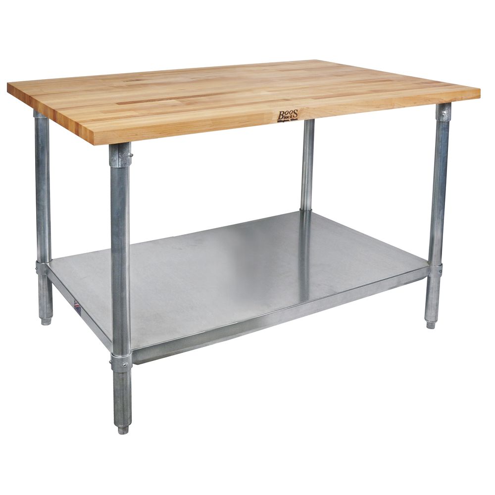 TABLE, MAPLE, S/S W/SHELF 36X30
