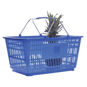 Shopping Basket Single Pull Rolling Blue without Stand and Sign 