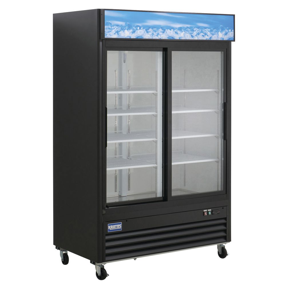 Kratos 67K-208 Black Refrigerated 2 Sliding Door Merchandiser - 53