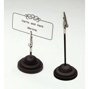 HUBERT Teardrop Weighted Base Tag Holder - Black Vinyl-Coated, 1 Inch Diameter, For Buffet Labels