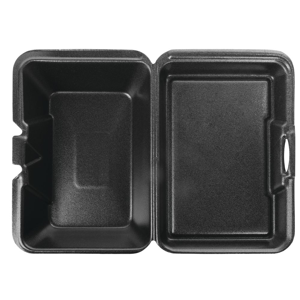 Pactiv Black Polystyrene Foam 5 Compartment School Lunch Tray Case