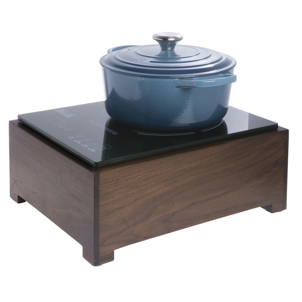 Cal-Mil Mid Century Collection Walnut Housing and Induction Cooktop Burner  - 12 3/4L x 15 7/8D x 6 7/8H