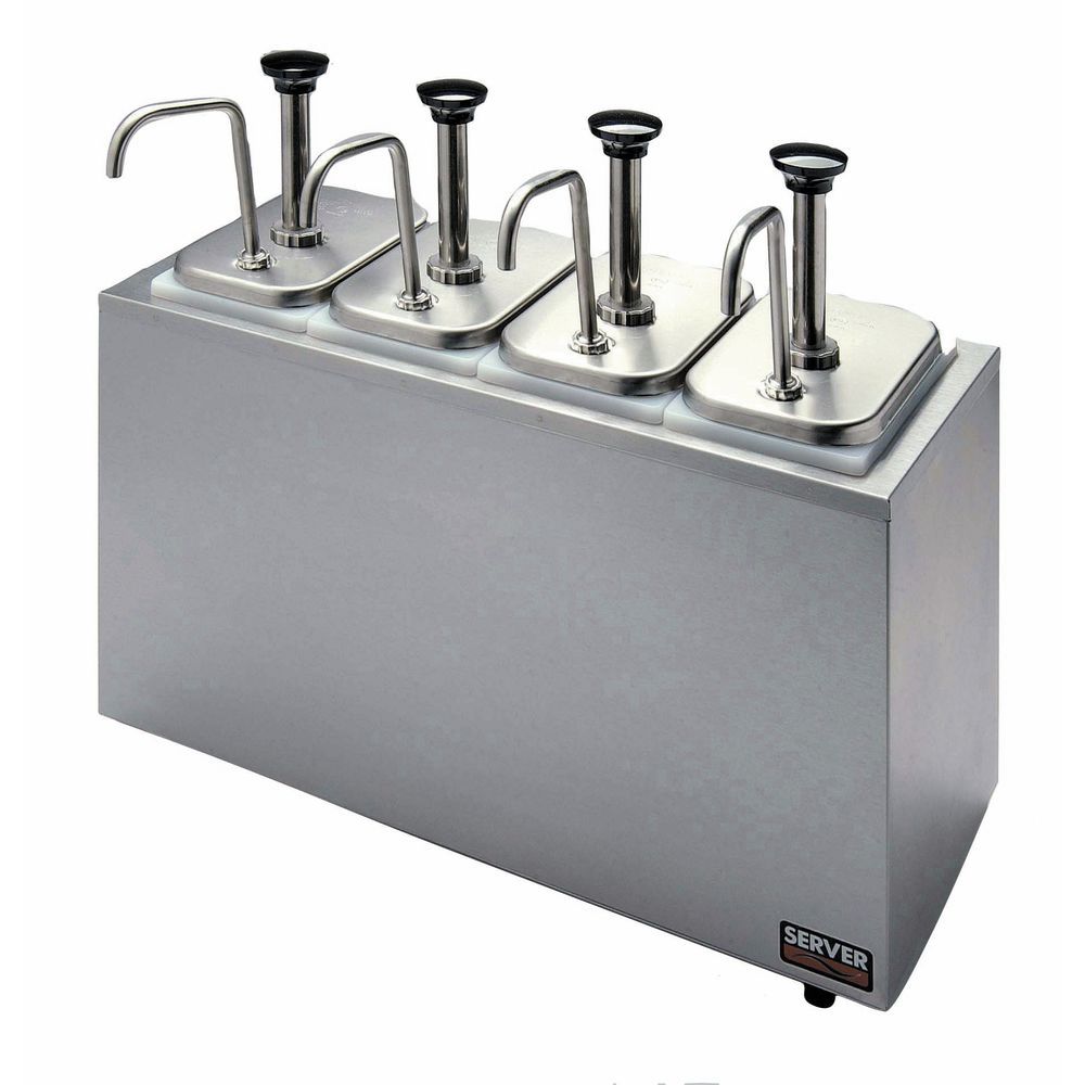 naast breedtegraad schokkend Server Rectangular 4 Pump Stainless Steel Condiment Dispenser - 20 1/8"L x  8 3/4"W x 14 1/2"H