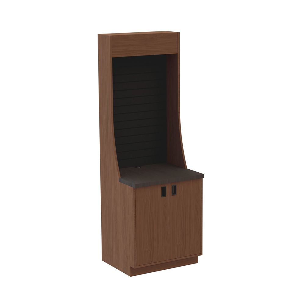 Kratos Micro Market Module with Shelving and Slatwall, Cinnamon