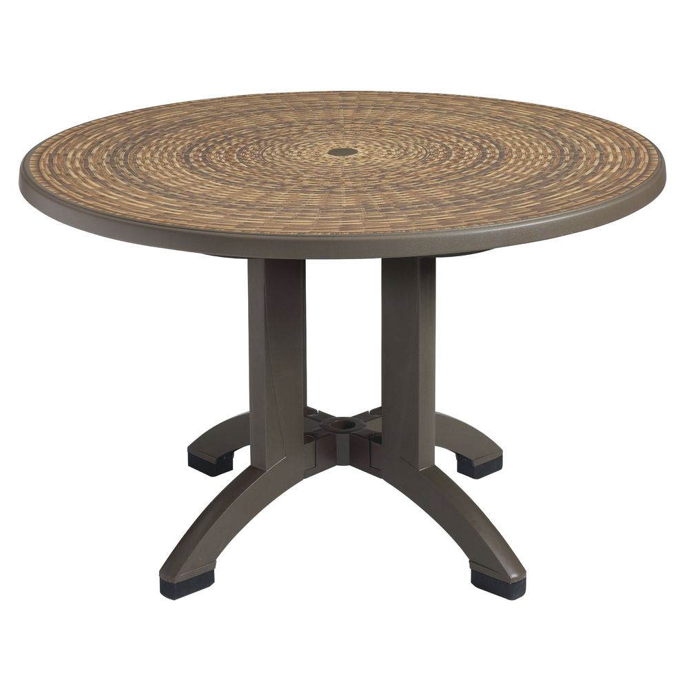 Grosfillex Round Havana Espresso Resin Outdoor Table 48 Dia X