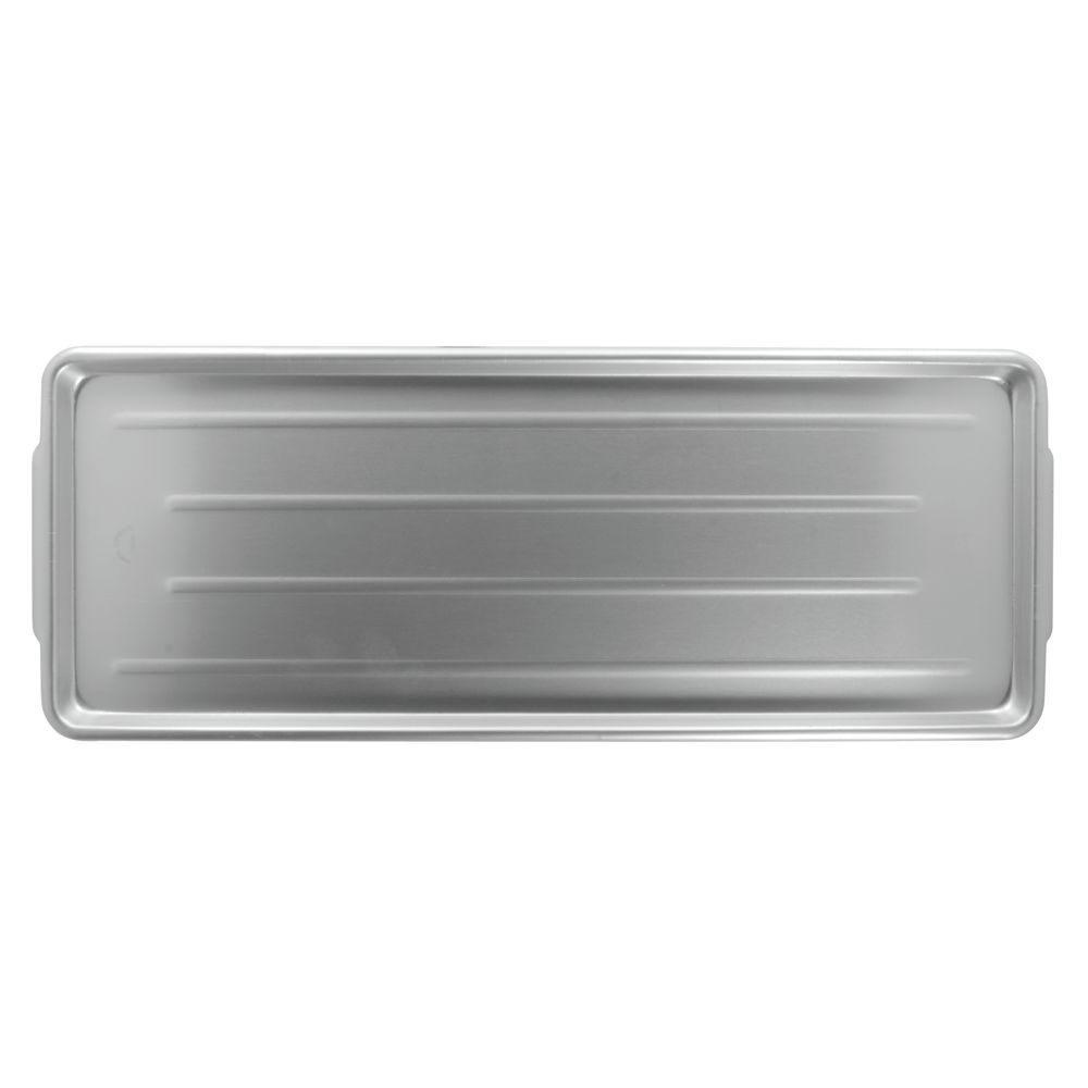 Rectangular Ribbed Aluminum Meat and Seafood Pan with Handles 30L x 10 1/2W x 2H 
