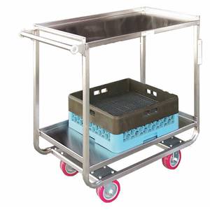 Hubert Grey Plastic Small Utility Tub Cart with Handle - 31L x 17W x 33 1/2H