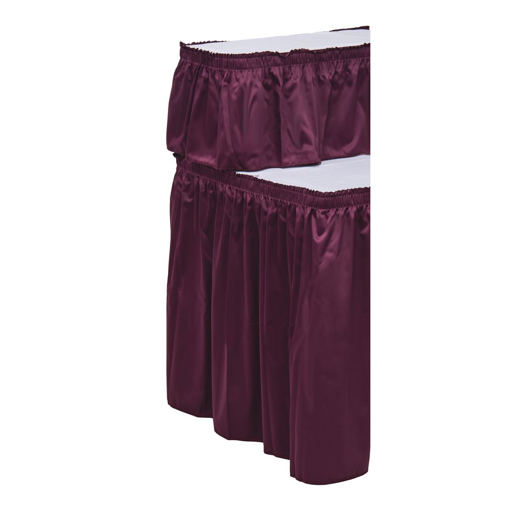 Snap Drape Mobile Utility Table Burgundy Twill Shirred Skirt And