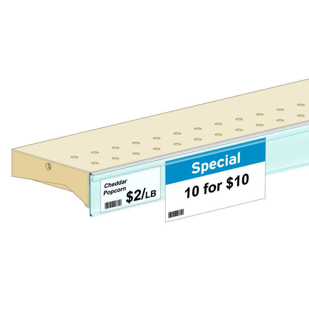 Pack of 50 Retail Resource 601277702 Permanent Adhesive Shelf Price Tag Holder Plastic, 