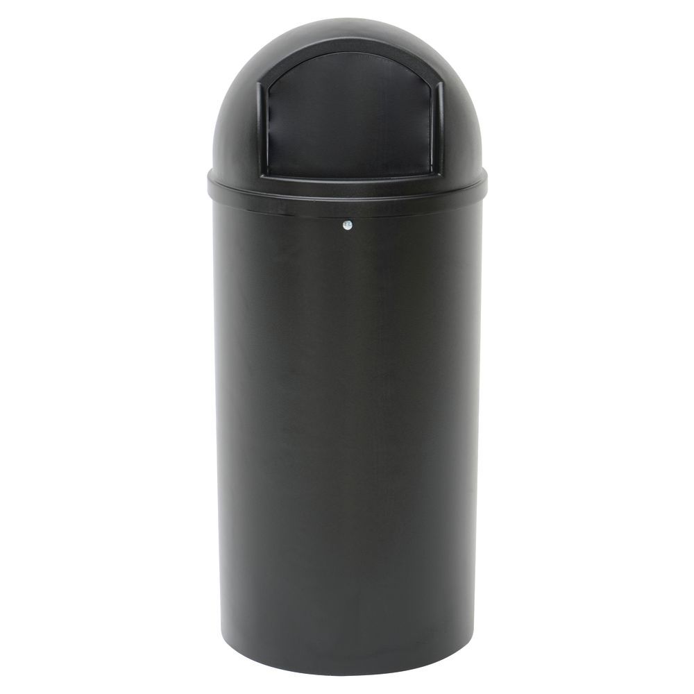 Marshal Classic Container, Round, Polyethylene, 25gal, Black