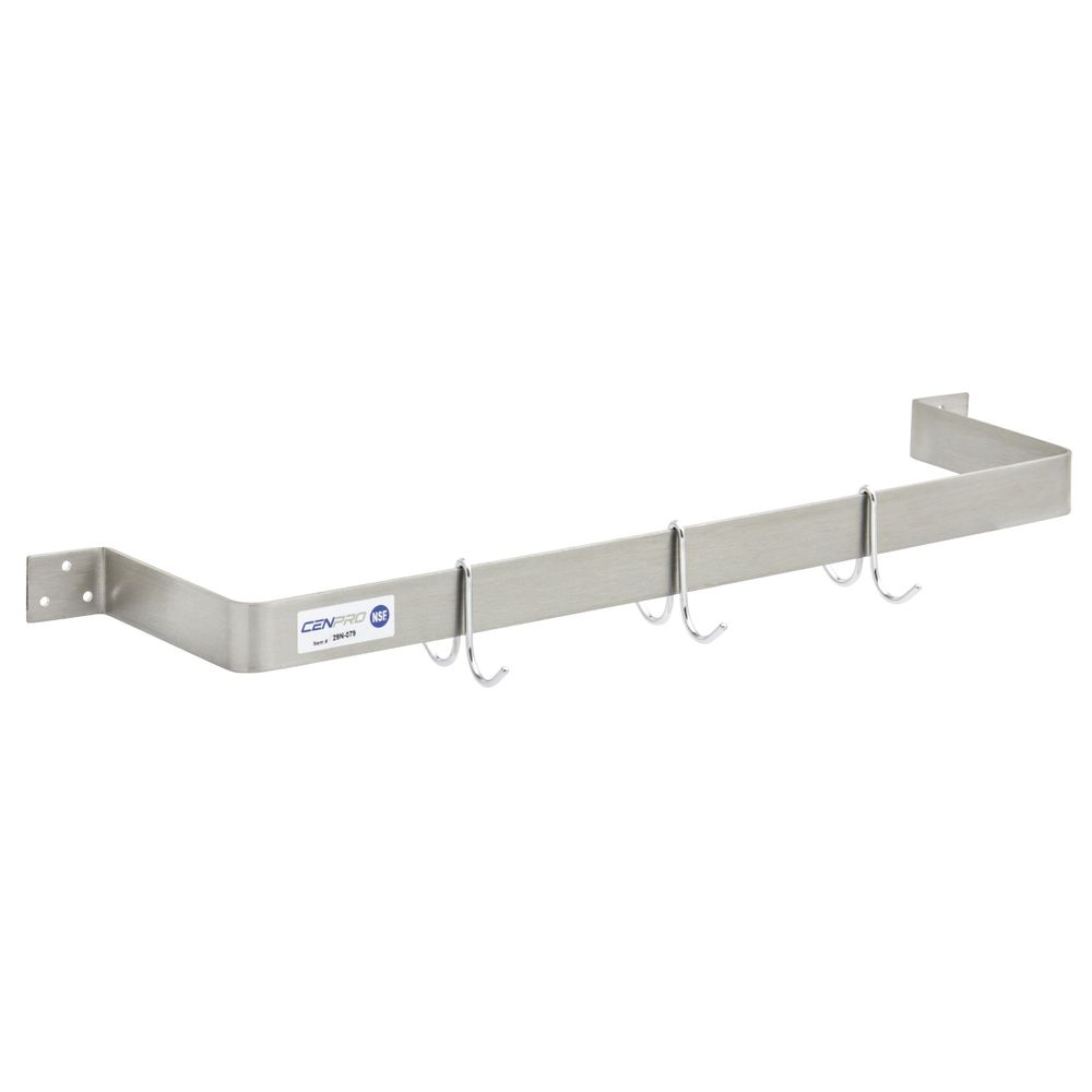 1 Line Rack Kratos 29N-078 Stainless Steel Wall-Mounted Single-Line Pot Rack - 24