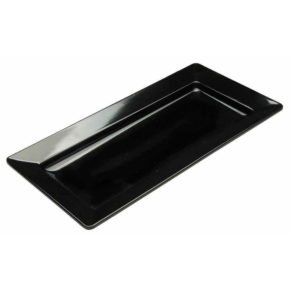 Elite Global Solutions M8155F Black Melamine Flat Tray with Feet - 15 3/4  x 7 3/4