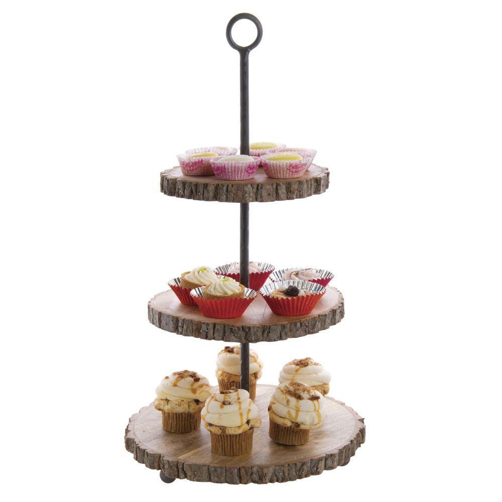 3 Tiered Pine And Metal Display Stand 12 Dia X 23 1 2 H