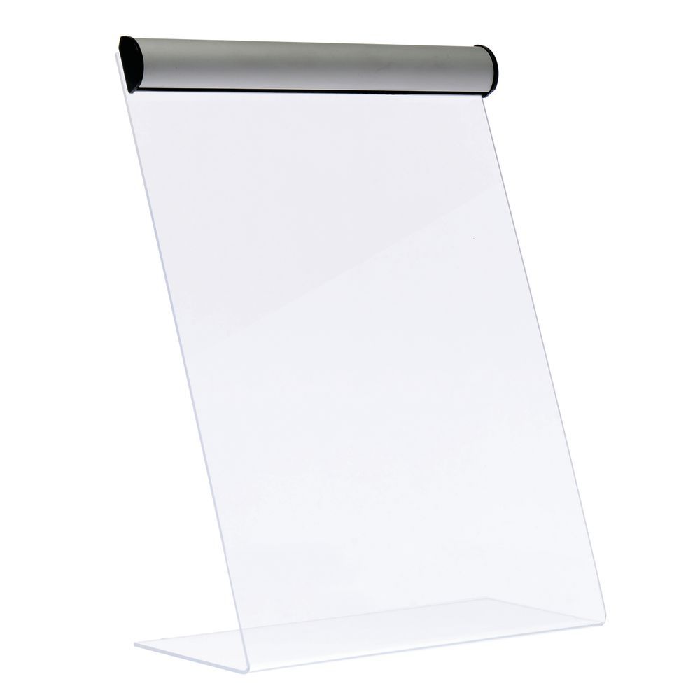 Clear Plastic Countertop Sign Holder With Aluminum Snap Closure