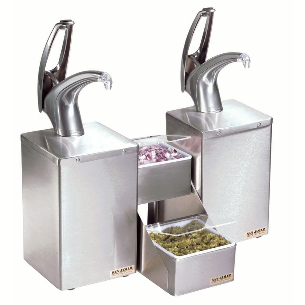 Server Rectangular 4 Pump Stainless Steel Condiment Dispenser 20 1/8