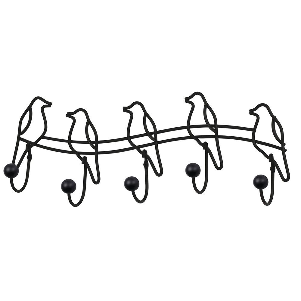 Expressly HUBERT® Black Metal Wall Coat Rack 36"L x 7"H