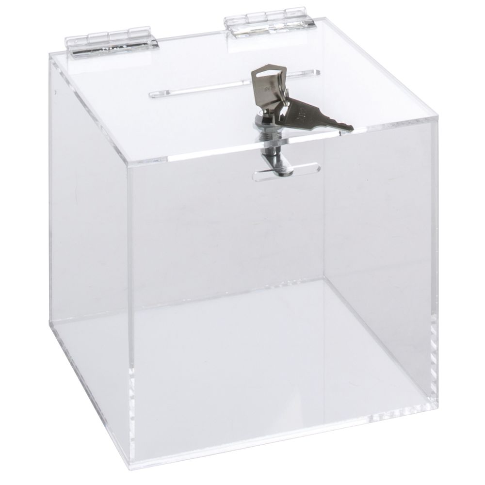 Acrylic Ballot Box with Lock - Clear, 10 x 10 x 10 S-13382 - Uline