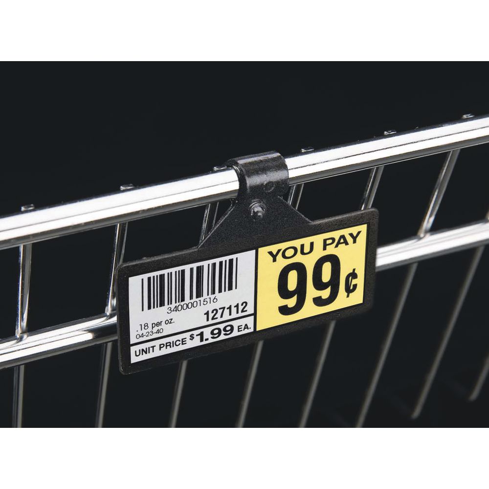 2 1/4L x 1 1/4H Fold-N-Hold Clear Plastic Double-Wire Shelf Label Holder With Snap Lock Closure 