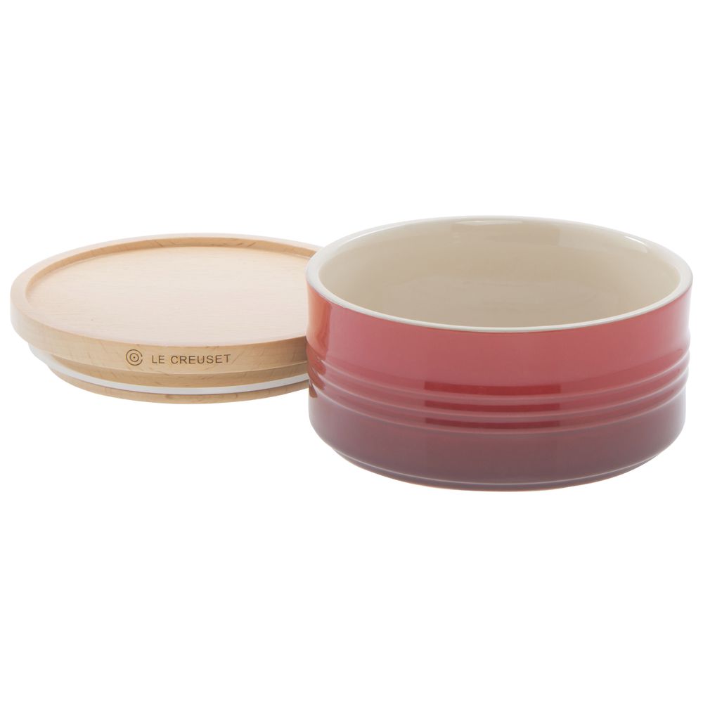 CANISTER, W WOOD LID, 23 OZ, CERISE RED