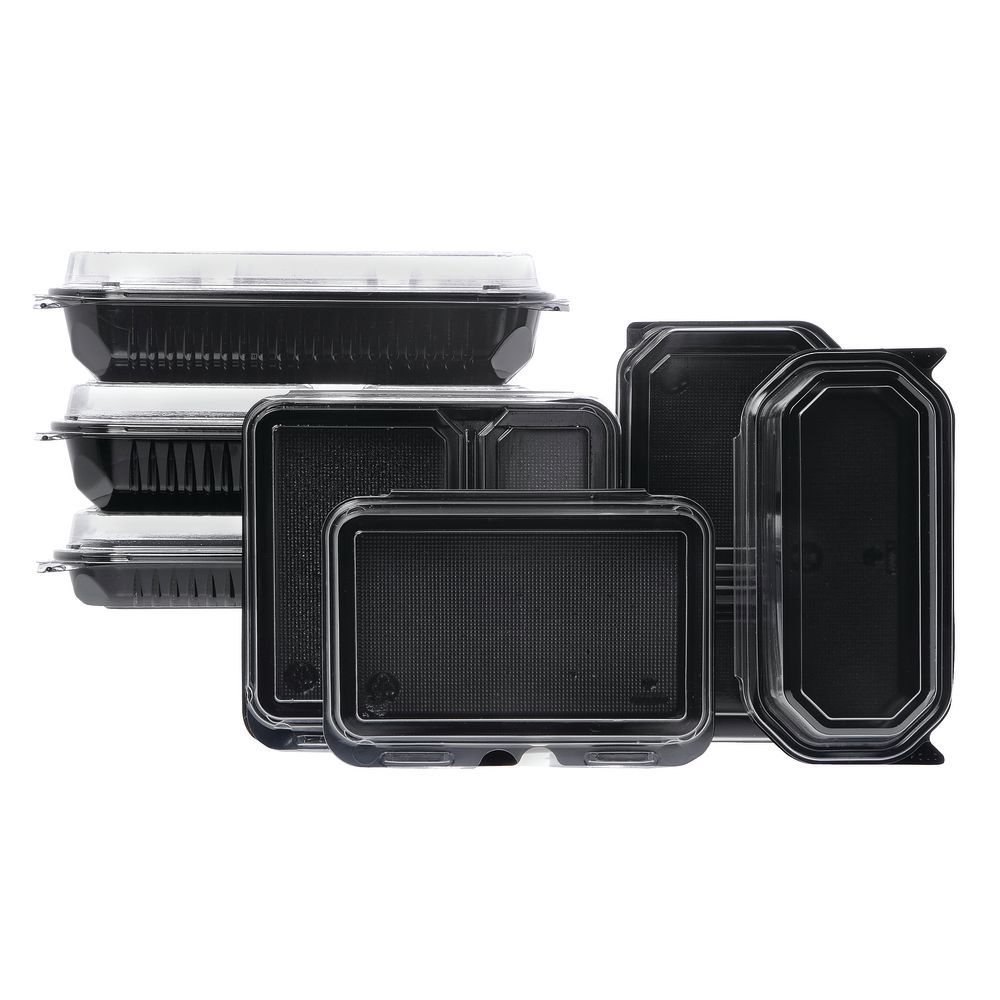 BOX, BLK., 4-COMP DINNER BOX (11 X 8 X 3)