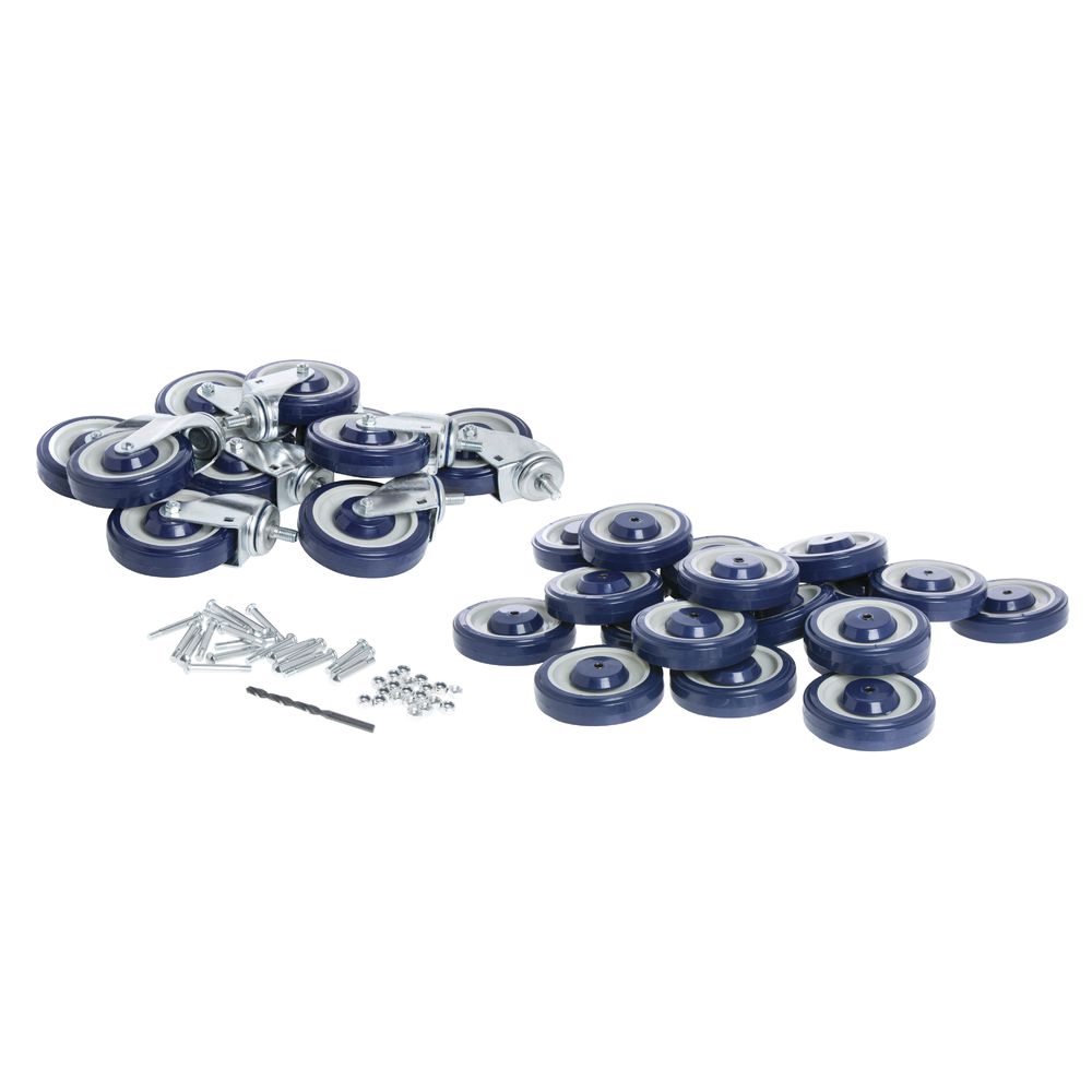 HUBERT® Blue Polyurethane Replacement Caster Kit for Shopping Carts