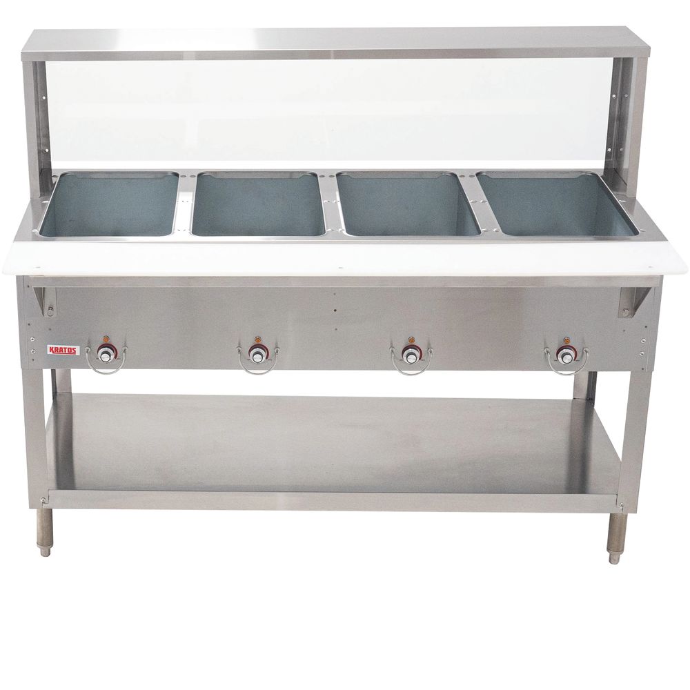 Kratos 28W-193 Stationary Four-Pan Open-Well Electric Steam Table with ...