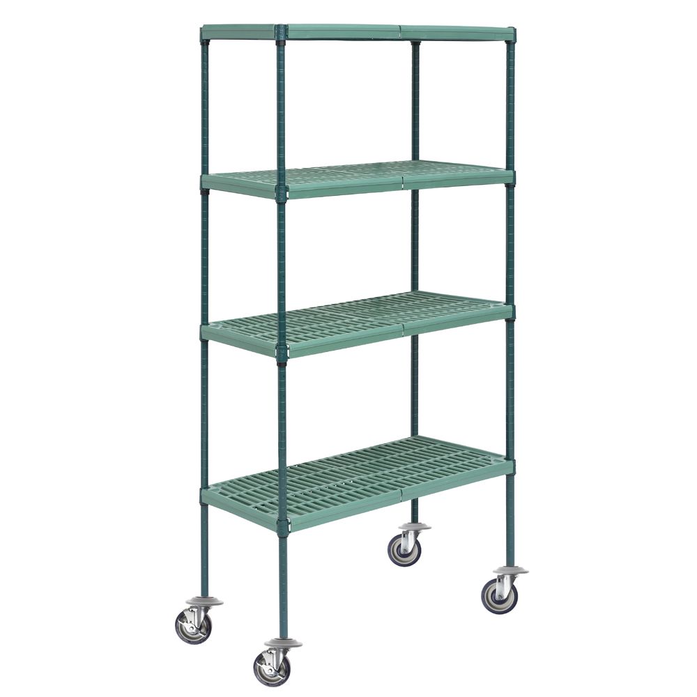 Focus FPSPlus™ Green EpoxyCoated Steel 4Shelf Mobile Shelving Kit