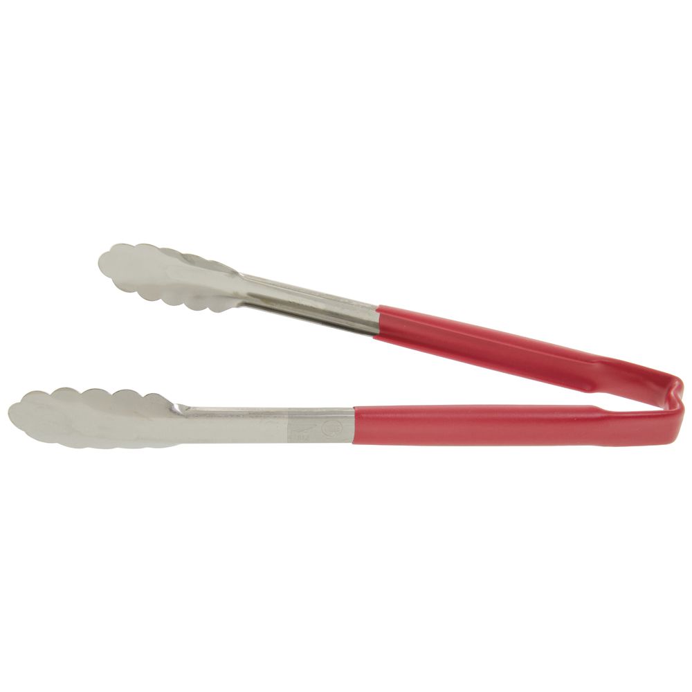 Vollrath Jacob&#39;s Pride Kool-Touch 12" L Red Scalloped BBQ Tongs