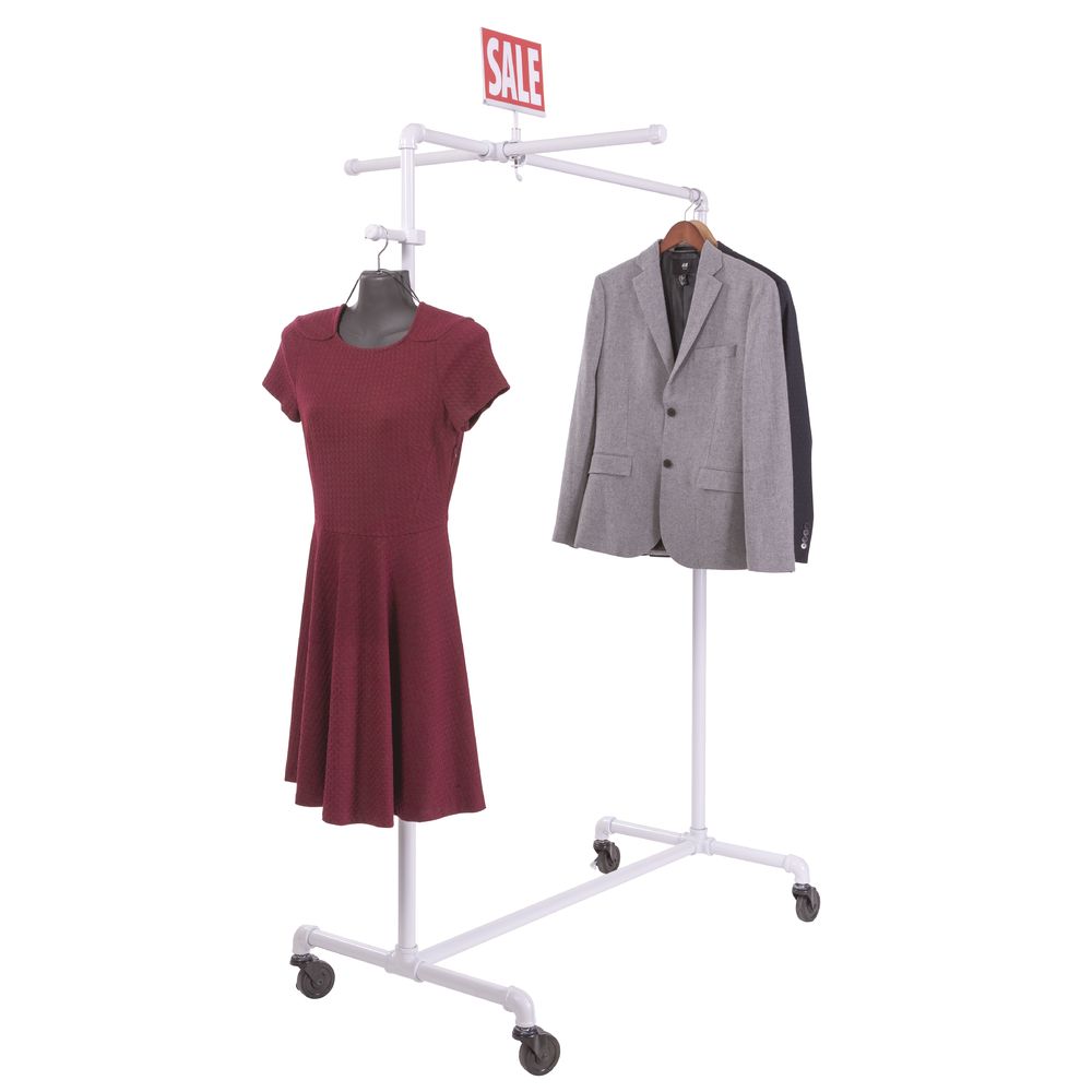 PipeLine Collection Adjustable Ballet Rack w/ Single Cross Bar, White Gloss