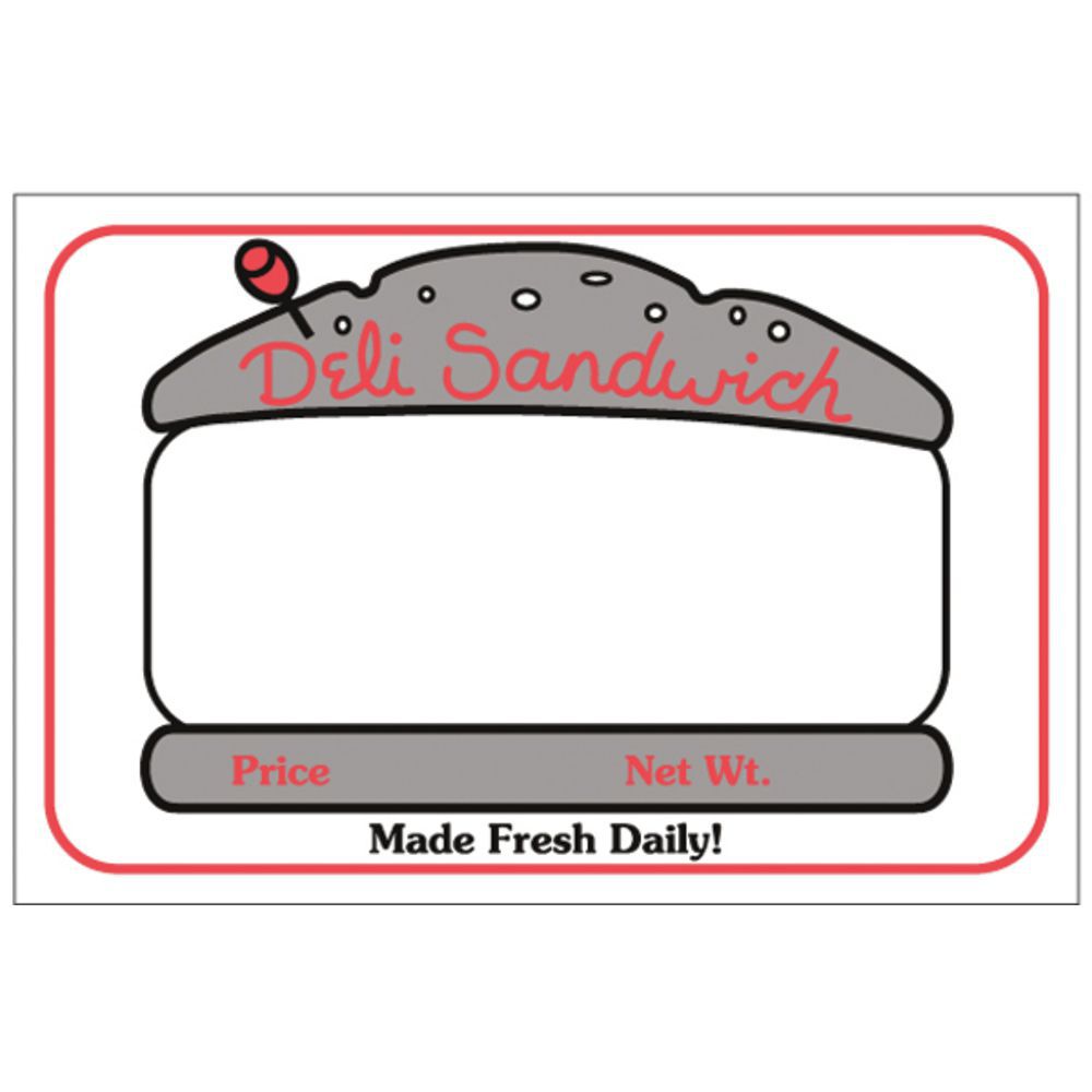 Deli Sandwich Labels Red Write-In 2" Dia 500 Per Roll 