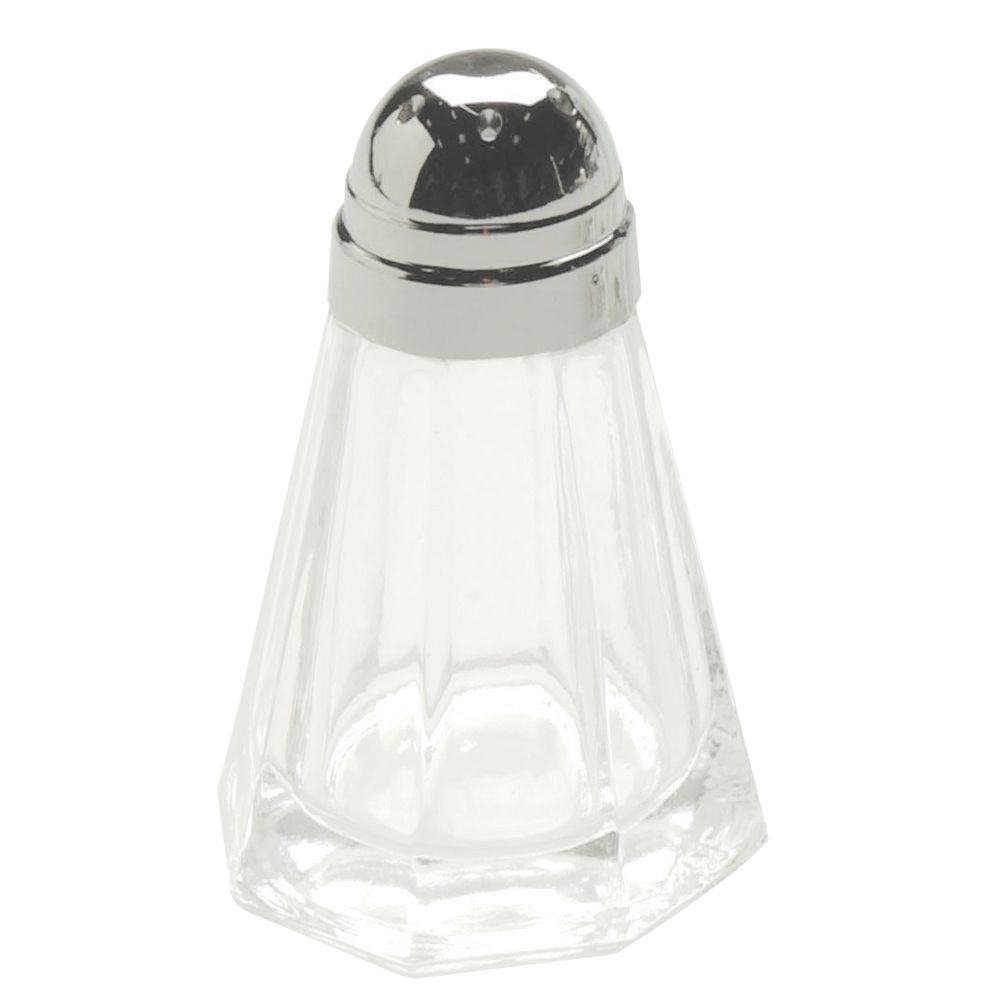 Hubert 2 oz Glass Salt and Pepper Shakers with Stainless Steel Mushroom Top Clear Glass