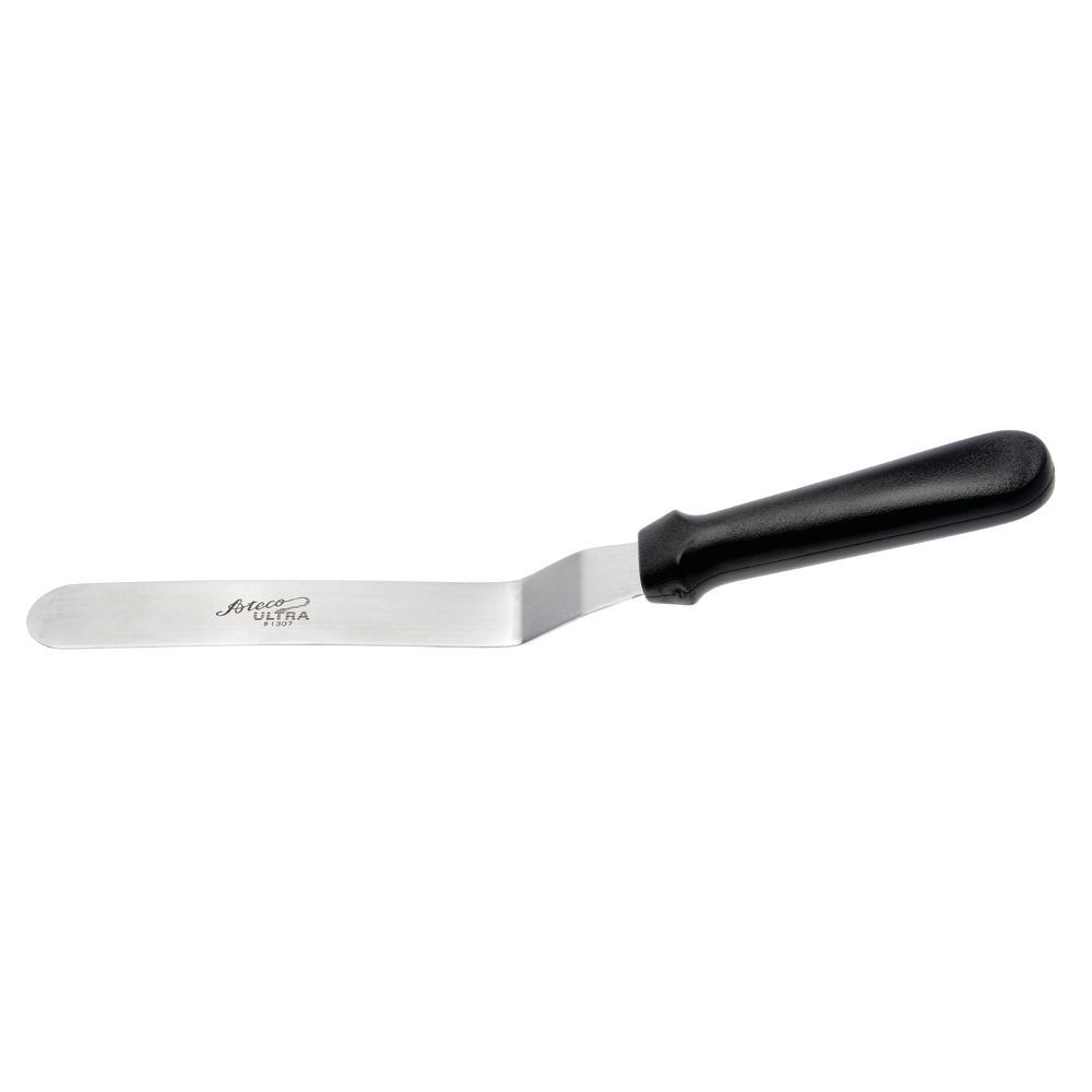 Ateco Stainless Steel Offset Spatula with Black Polypropylene Handle - 7  3/4L Blade