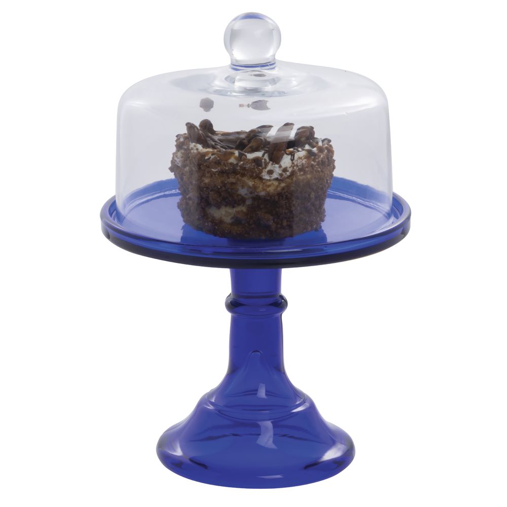 CAKE STAND, GLASS, 6DIA X 5.5H, COBALT BLUE