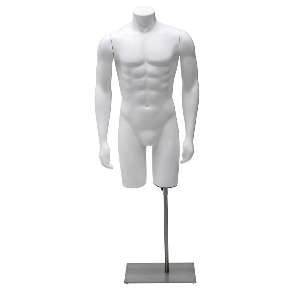 Male Full Body Mannequin w/ Arms On Waist - Color White