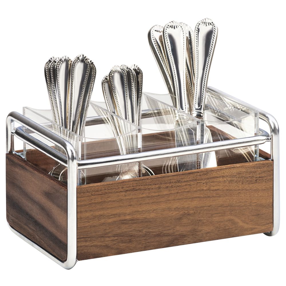 CalMil MidCentury Collection Natural Wood Flatware Organizer With