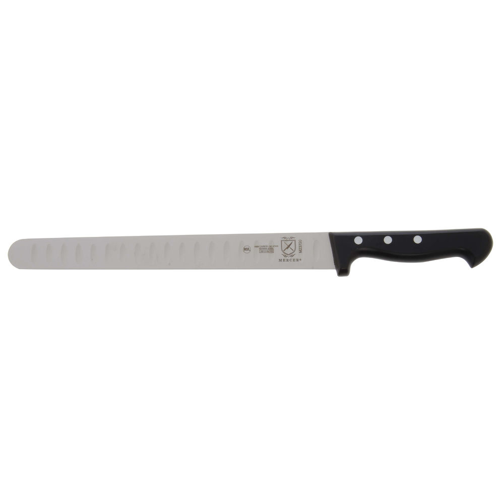Mercer Renaissance® Stainless Steel Granton Edge Slicer Knife with Black  Handle - 11L Blade