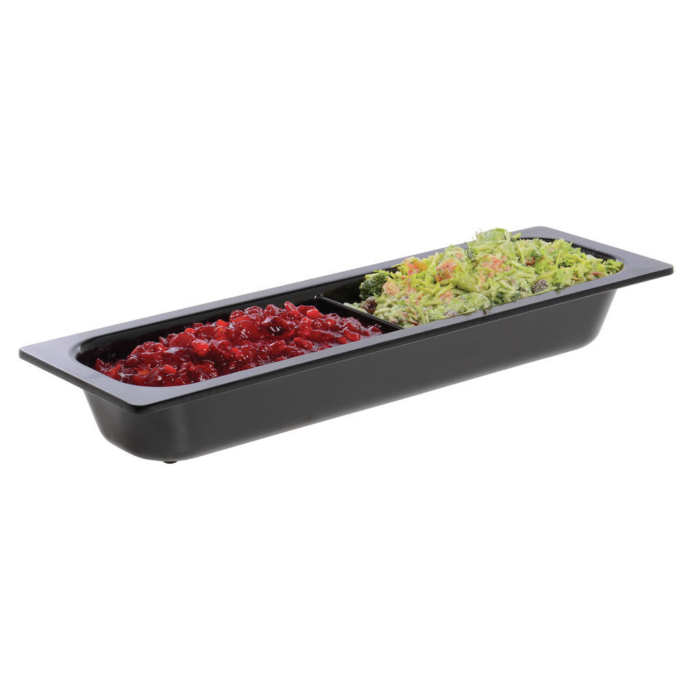 Cold Food Pan in White Half Size Divided