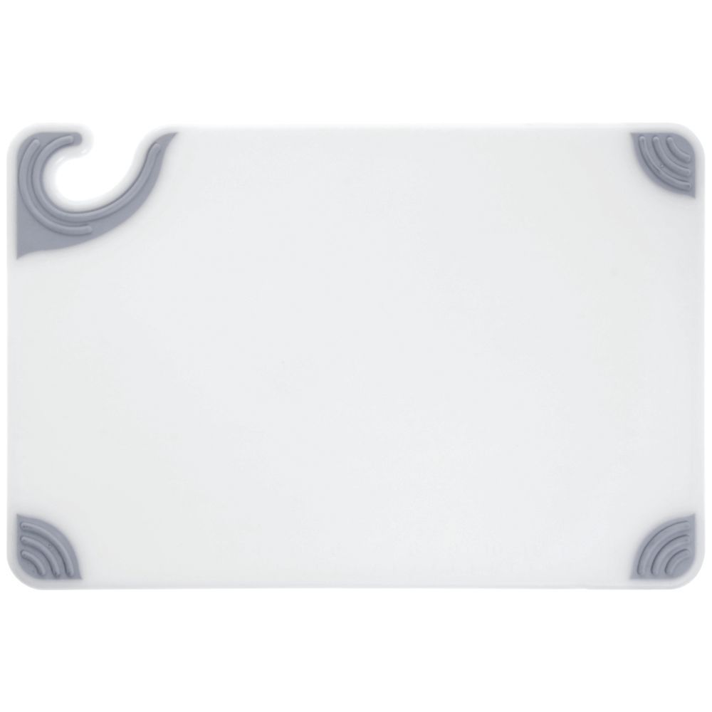 San Jamar Saf-T-Grip Non-Slip Cutting Board White 12"L x 18"W x 1/2" 