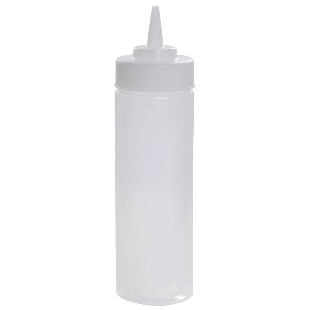Tablecraft 12 Oz Clear Polyethylene Widemouth Squeeze Bottle - 2 1/4 x 8  1/2H