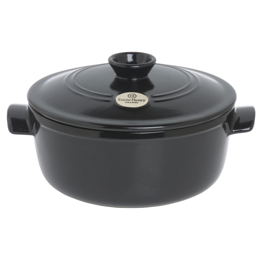 Emile Henry Flame® 4 1/5 qt Round Charcoal Ceramic Dutch Oven - 10
